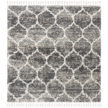 Safavieh 6 ft. 7 in. x 6 ft. 7 in. Melrose Shag 900 Square Rug - Dark Gray & Ivory SGML936F-7SQ